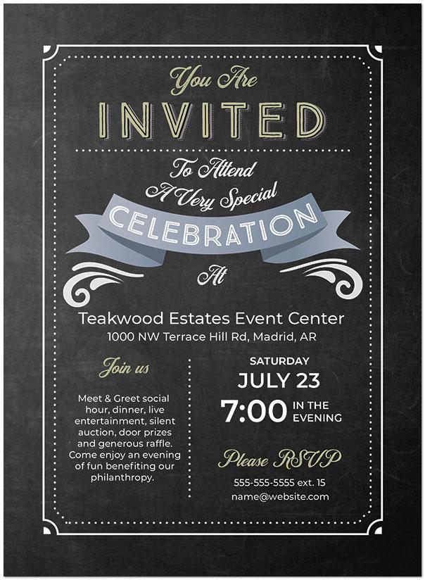 Picture of the finished chalkboard invitation