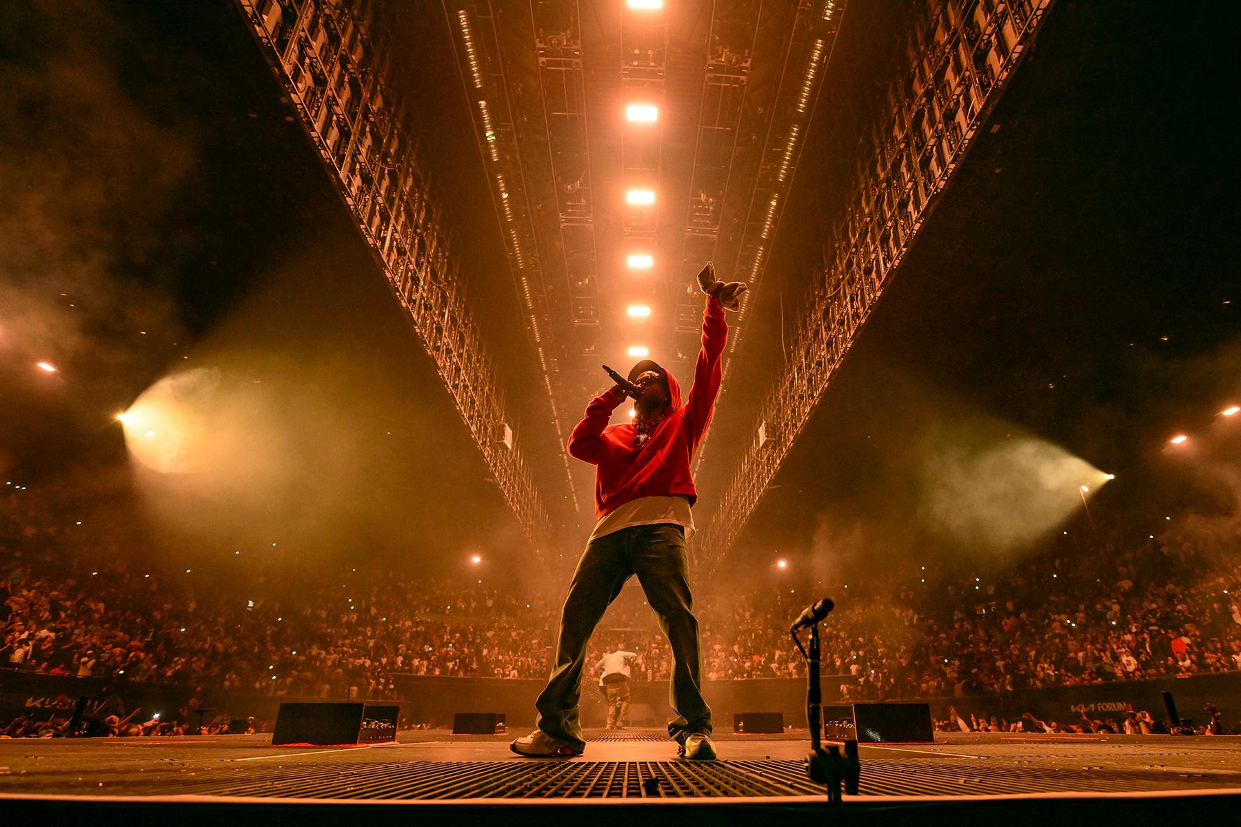 close-up of Kendrick Lamar performing live