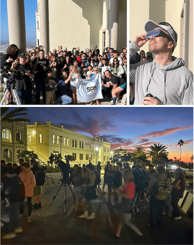 students attending a stargazing event on college campus