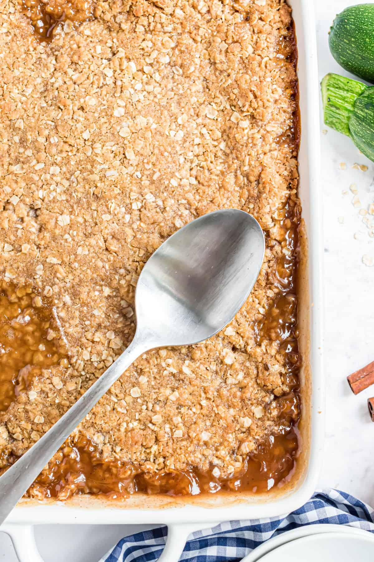 Zucchini crumble bake golden brown