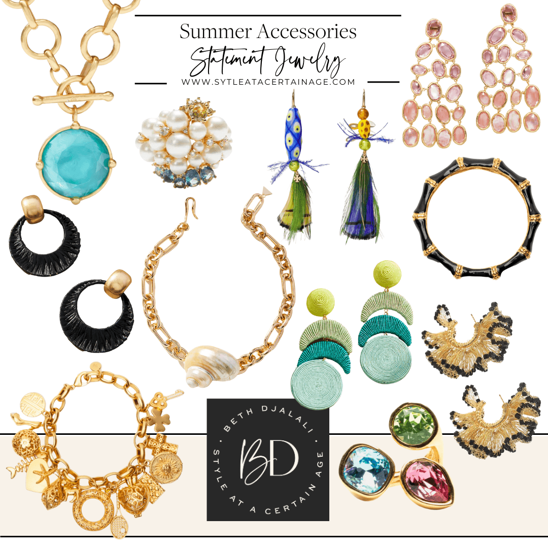 close-up of summer accessories such as jewelry and sunglasses