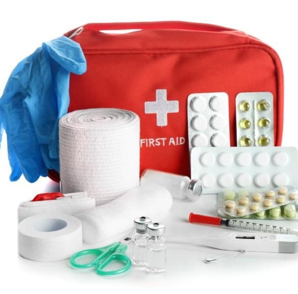 first aid kit on the beach