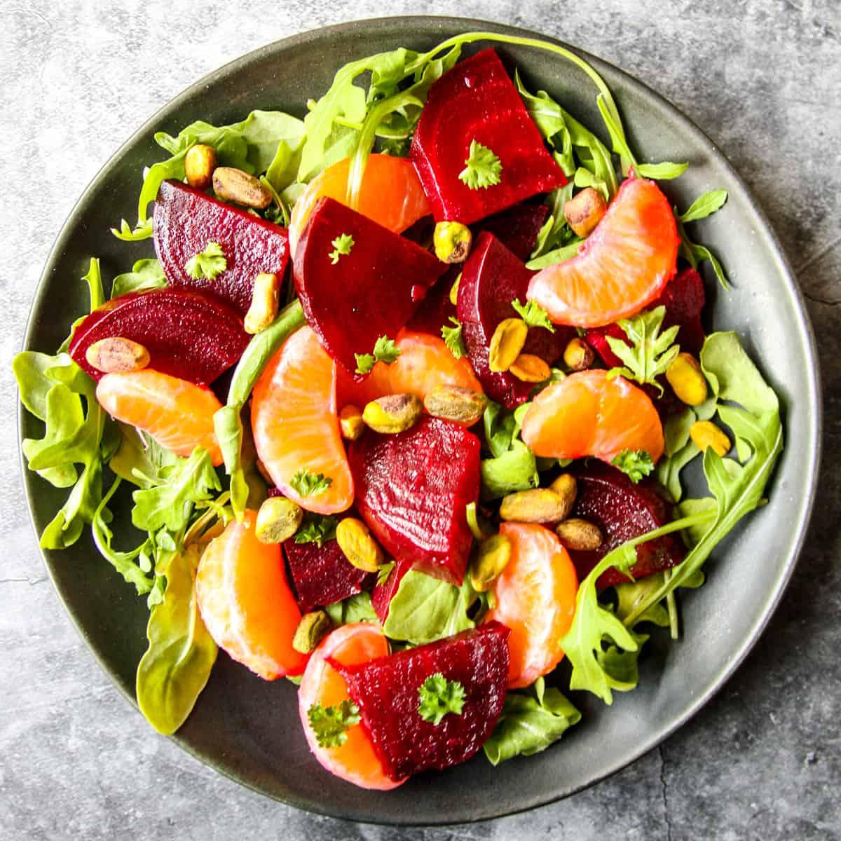 Vibrant roasted beet and orange salad with a light dressing