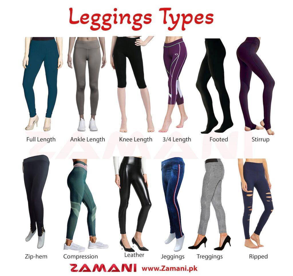different types of leggings on display