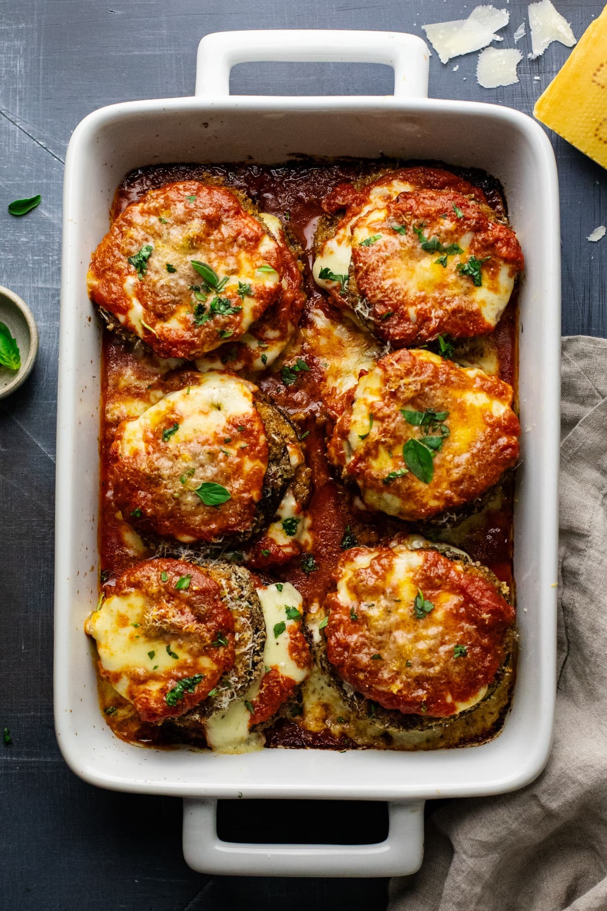 homemade eggplant parmesan with whole wheat breadcrumbs