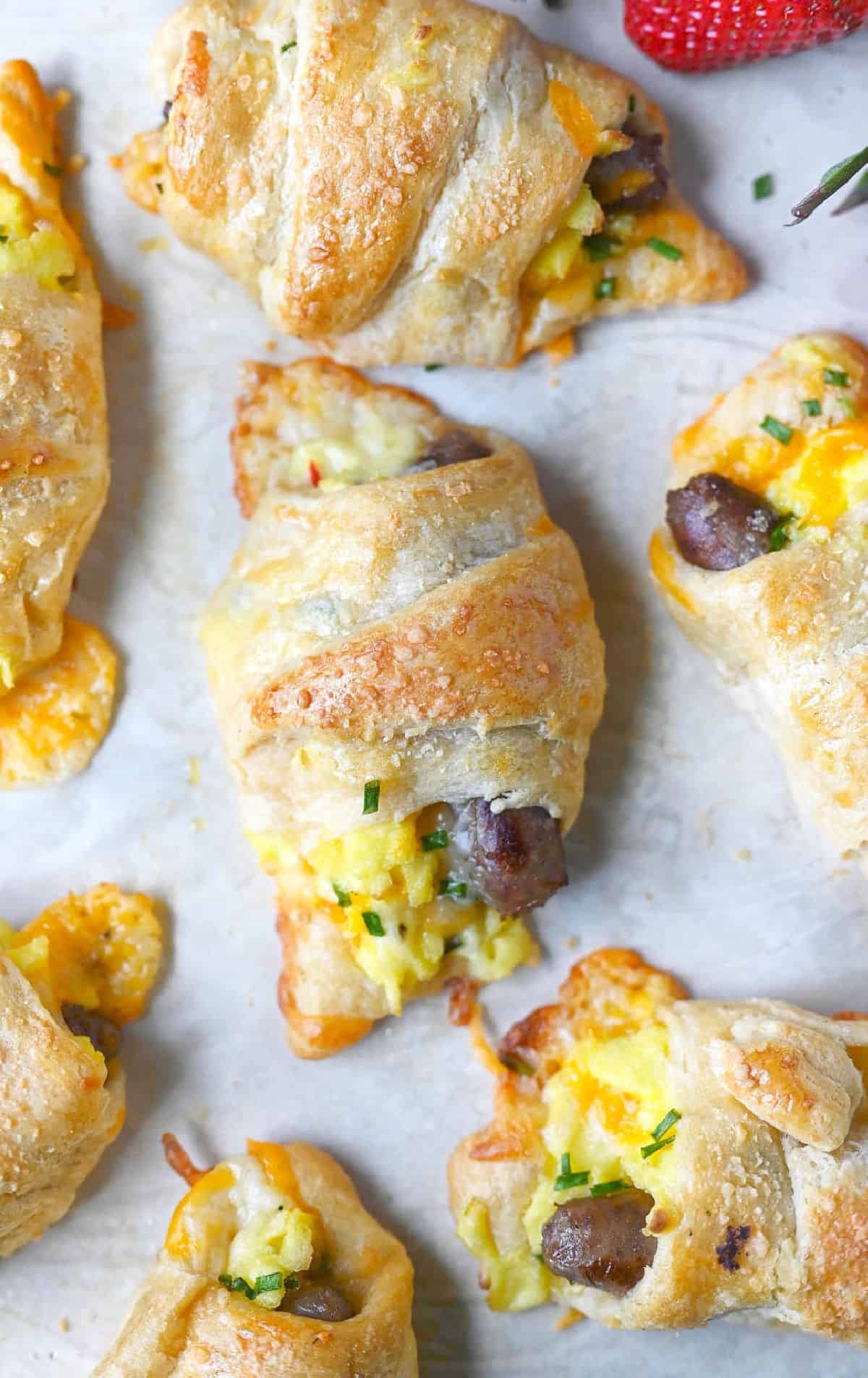 golden crescent sausage egg breakfast roll-ups, warm breakfast, comforting morning meal