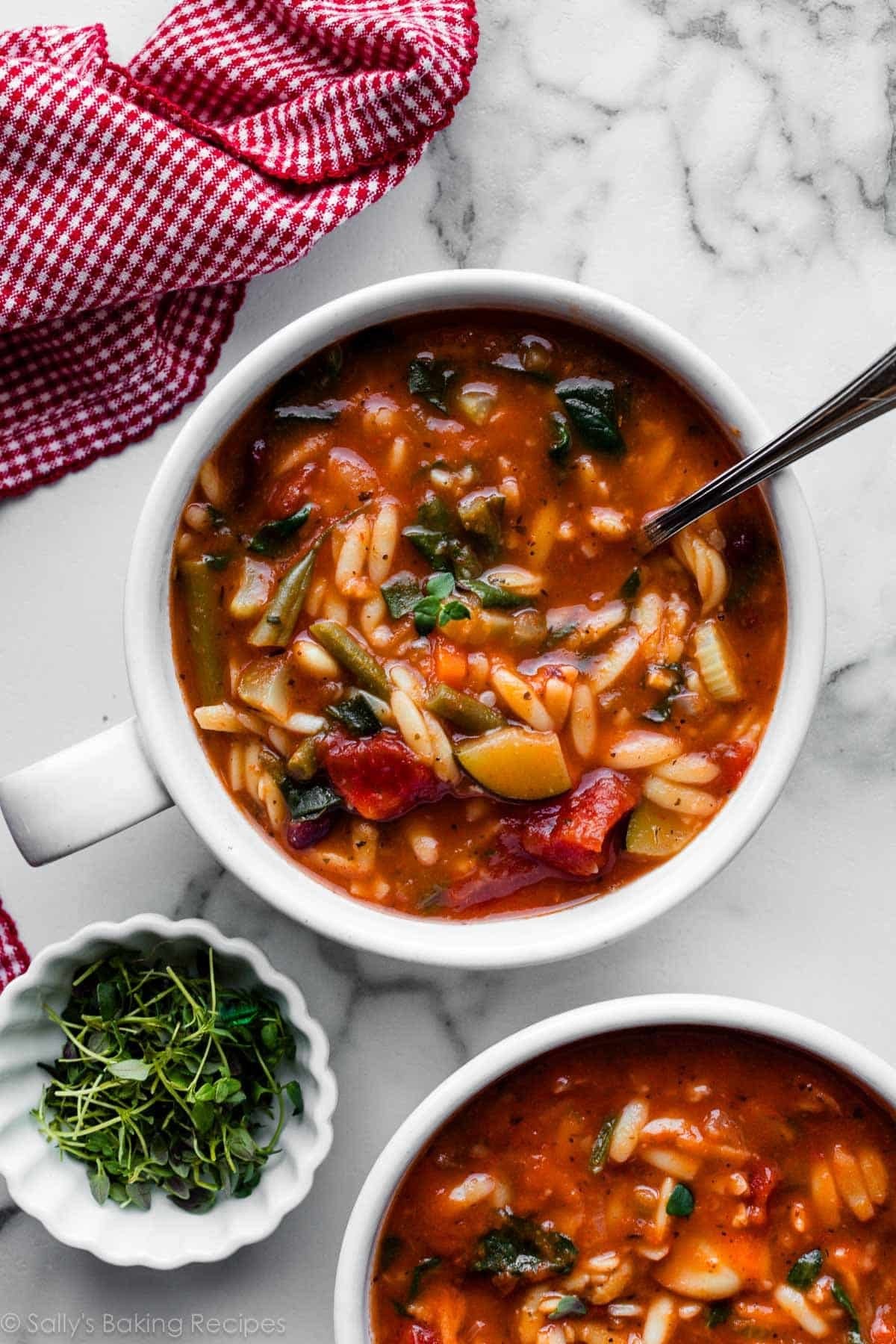 hearty minestrone soup in a rustic bowl