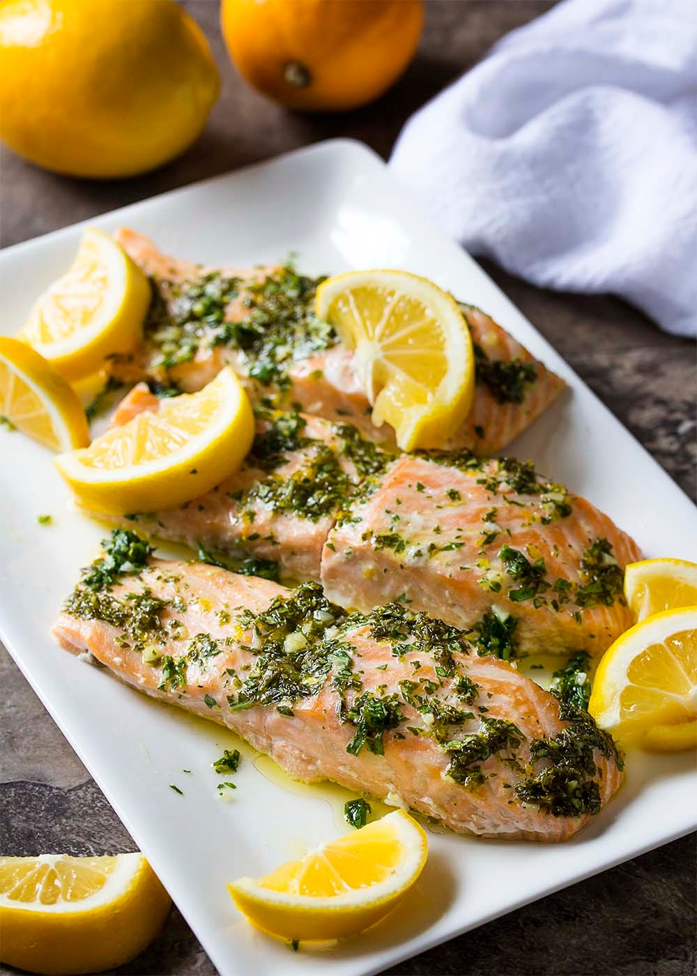 Lemon Herb Baked Salmon on a plate