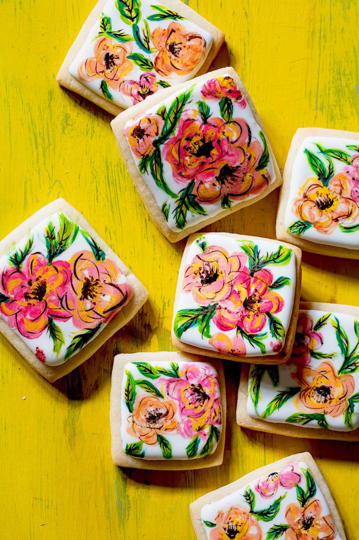 Beautifully decorated hand-painted butter cookies, various designs, vibrant colors